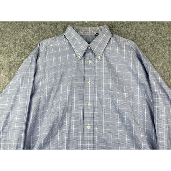 Gitman Bros Shirt Men's Extra Large Blue Window Pane Long Sleeve 17.5 35 - Picture 2 of 6